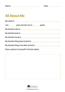 All About Me - 1st Grade Writing Worksheet