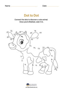 Cute Animal Connect the Dots Coloring Page - Cute Coloring Page for 1st Grade (Free PDF)