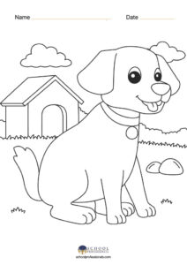 Puppy Coloring Page - Free Preschool Coloring Page for Kids (PDF)