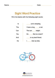 Sight Word Practice - 1st Grade Writing Worksheet